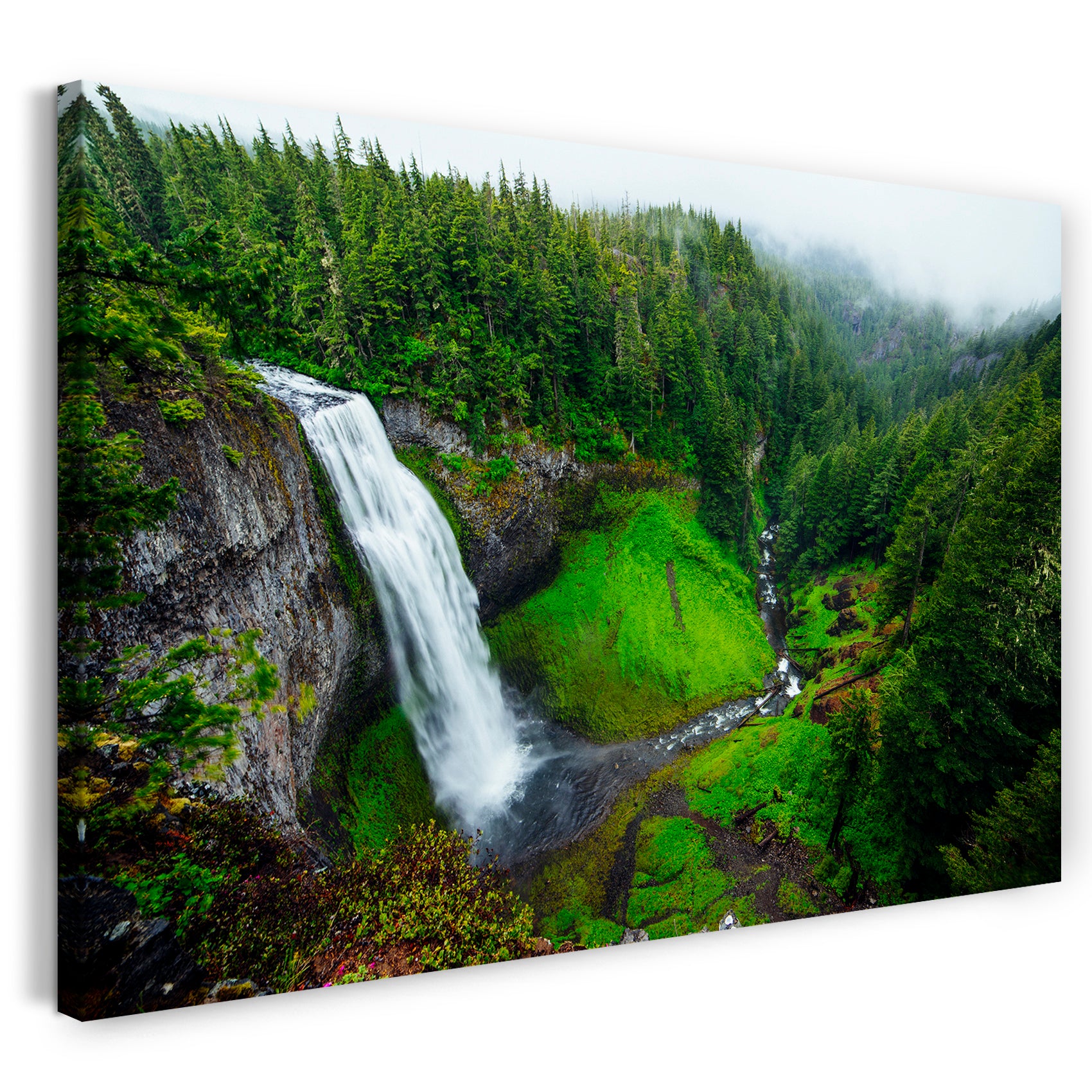 Leinwandbild Traum-Landschaft Wald forest hills grün Natur-Bilder Wasserfall Berge