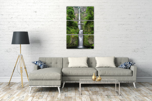 Leinwandbild Wasserfall Fluss wild-life Bäume Traum-Landschaft Natur-Bilder Berge