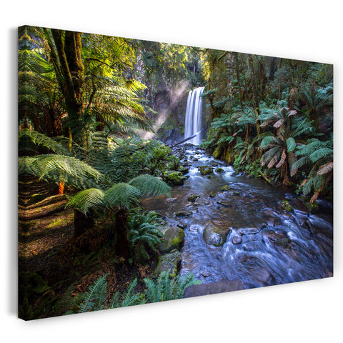 Leinwandbild Wasserfall Natur-Bilder Fluss wild Palmen Jungle Amazonas Wald Sea