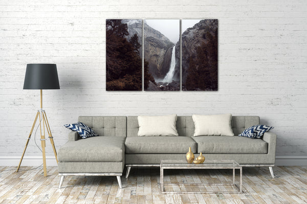 Leinwandbild Wasserfall Felsen Berge Wildnis wandern Natur-Bilder Schlucht Tal