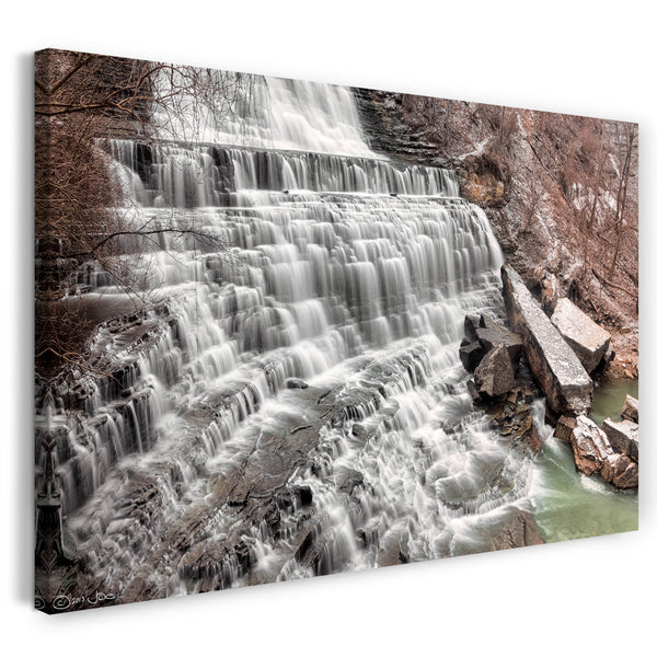 Leinwandbild Wasserfall Steinbruch Marmor Italien Natur-Bilder Wald Bach sea Fluss