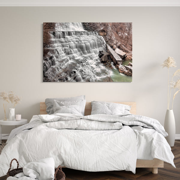 Leinwandbild Wasserfall Steinbruch Marmor Italien Natur-Bilder Wald Bach sea Fluss