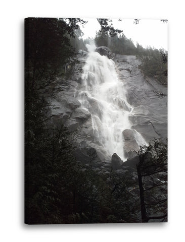 Leinwandbild Wasserfall black-white Fotografie Natur-Bilder schwarz-weiß Wald