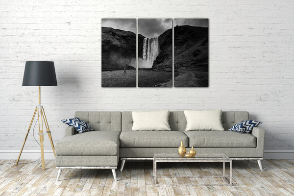 Leinwandbild Wasserfall Fotografie Natur-Bilder schwarz-weiß black-white landscape