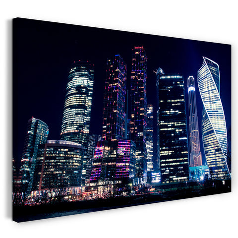 Leinwandbild Big City at night Hochhäuser New York Tokyo Dubai Stadtebilder Skyline