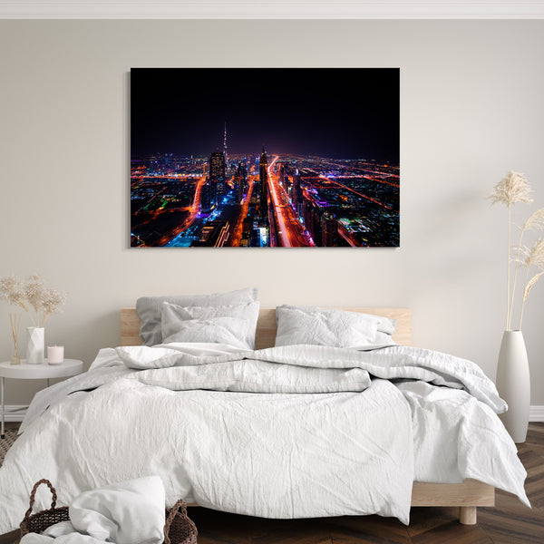 Leinwandbild Big City at night Traffic Lichter lights Kunst Stadtebilder Skyline Nacht