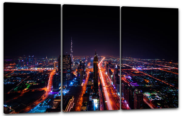 Leinwandbild Big City at night Traffic Lichter lights Kunst Stadtebilder Skyline Nacht