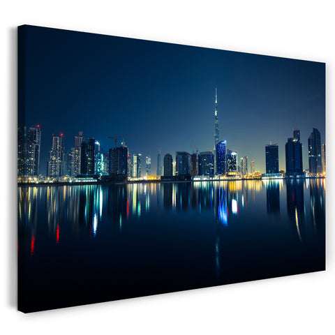 Leinwandbild Asia City night Shanghai Tokyo Taipeh Stadtebilder Skyline Nacht Meer