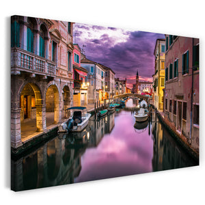Leinwandbild Venedig Italy Italien romantisch lila pink Boote love Stadtebilder