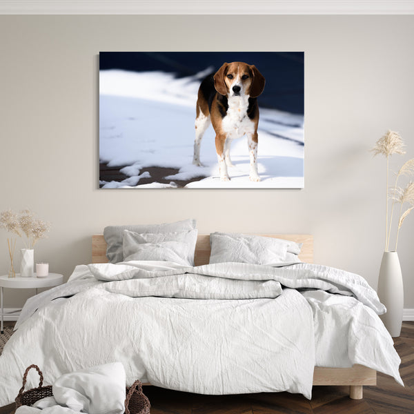 Leinwandbild Hund Dog Tier-Bilder Beagle Süß Sweet cute Haustier Eis Natur Winter