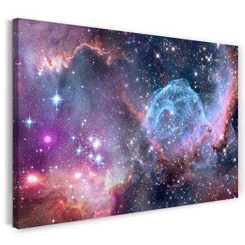 Leinwandbild Universum Himmel bunt viele Farben Planeten Sterne schwarz