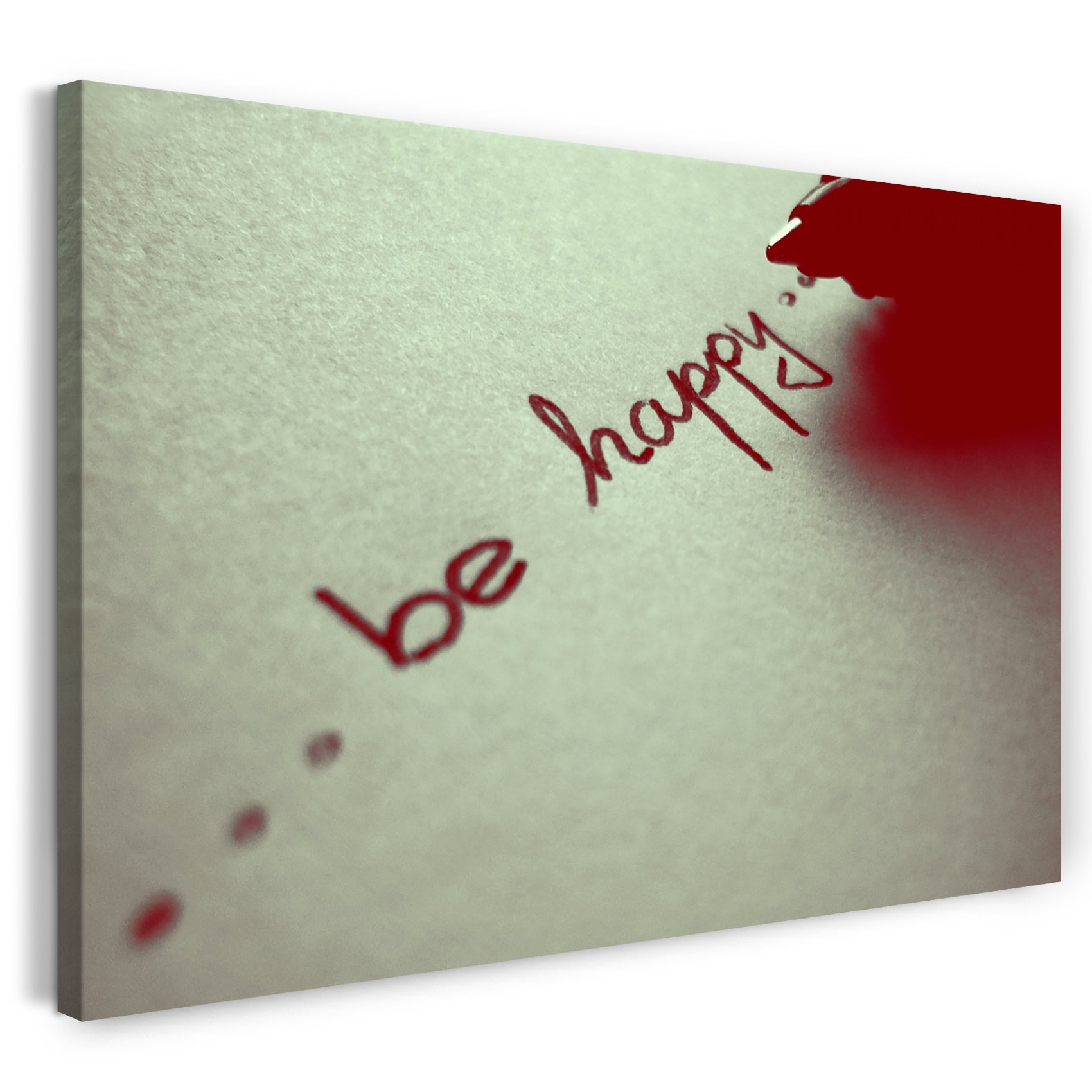 Leinwandbild Motivierender Spruch be happy, Zitate Quotes Glück gute Laune
