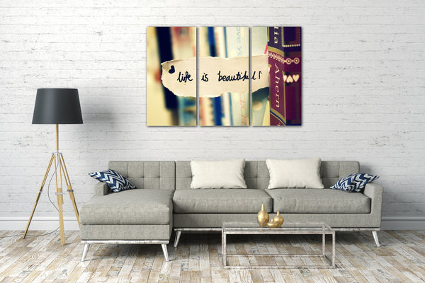 Leinwandbild Das Leben ist schön, motivierender Spruch Zitate Sprüche Quotes happy