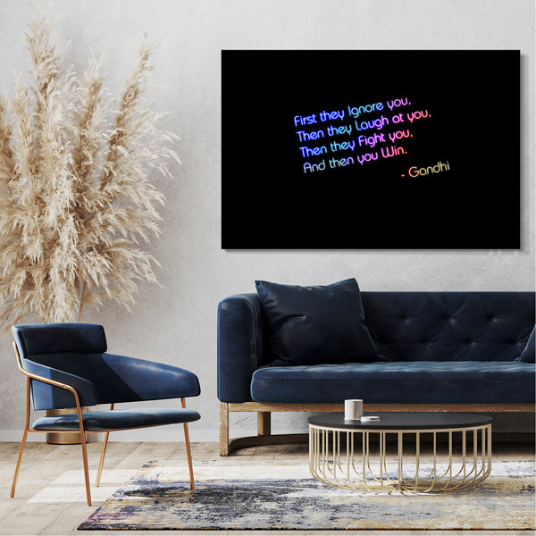 Leinwandbild Ghandi Spruch, Zitate Motivation Spiritualitat Weisheit Frieden Glück