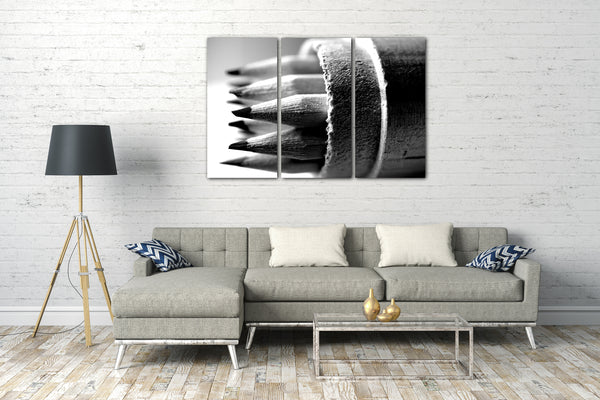 Leinwandbild schones Wandbild Buntstifte schwarz-weiß Foto Wand-Deko Zimmer
