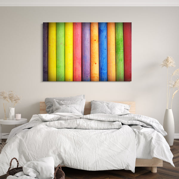 Leinwandbild schones Wand-Bild bunte Kreiden Buntstifte Zimmer-Deko