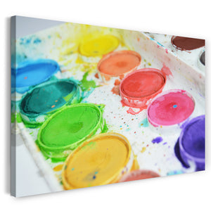 Leinwandbild Wasserfarbkasten als Kunstwerk, Wand-Bild kreativ Zimmer-Deko