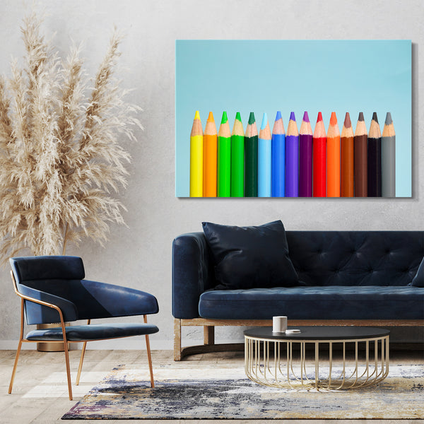 Leinwandbild Motiv Buntstifte kreatives künstlerisches Wand-Bild zur Zimmer-Deko