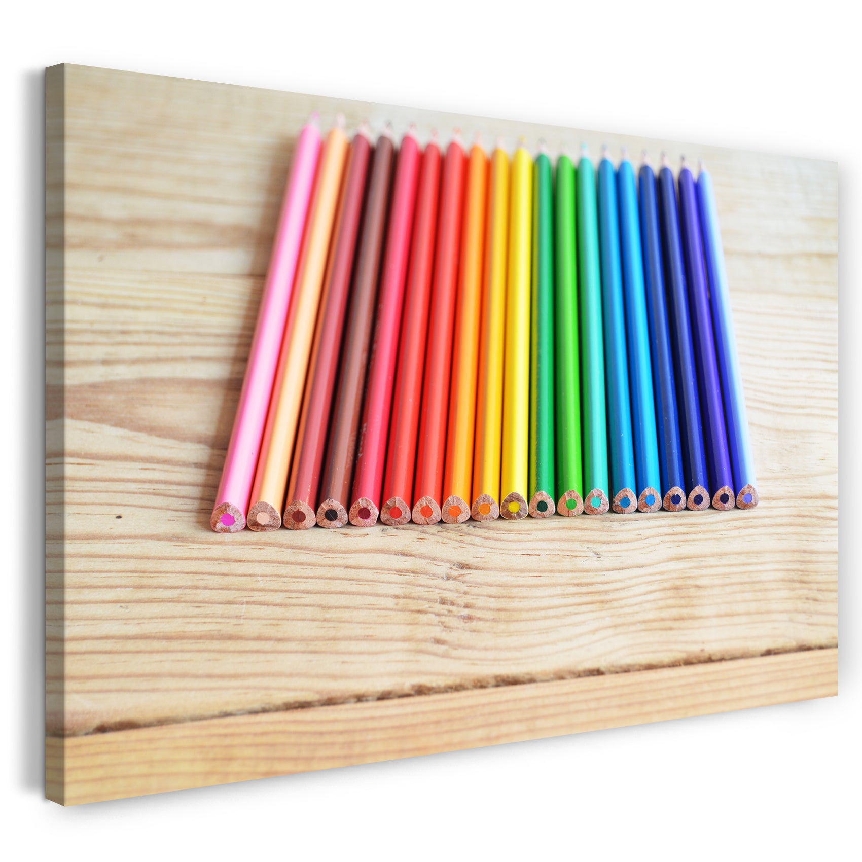Leinwandbild Motiv Bunt-Stifte auf Tisch, künstlerisch moderne Wand-Deko hip