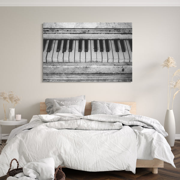 Leinwandbild altes Klavier schwarz-weiß Foto Romantik Nostalgie Kunst Zimmer-Deko