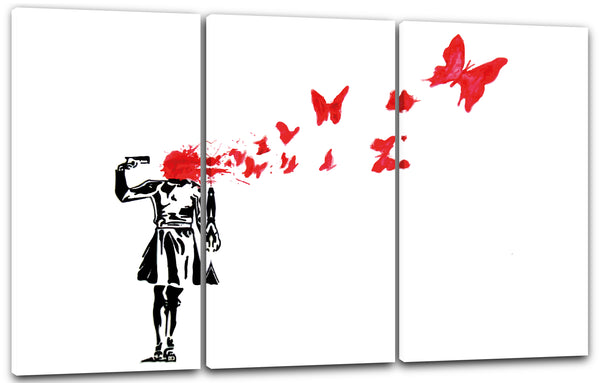 Leinwandbild Banksy - Banksy Suicide Girl Butterflies Mädchen Schmetterlinge Street Art