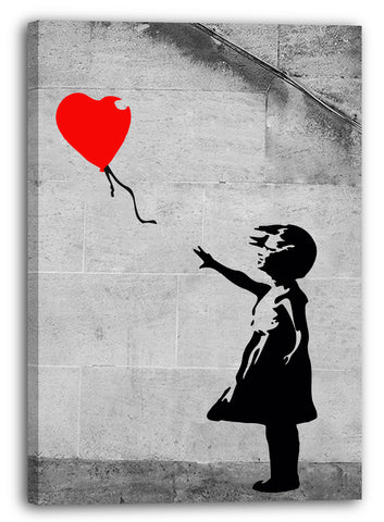 Luftballon Balloon Printed Paintings mit – Leinwandbild Mädchen Girl Banksy hope - always