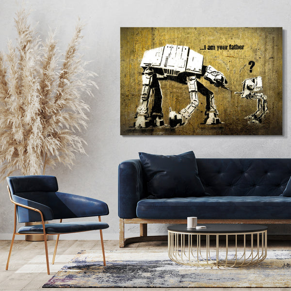 Leinwandbild Banksy - AT-ST und AT-AT Star Wars I am your father Ich bin dein Vater