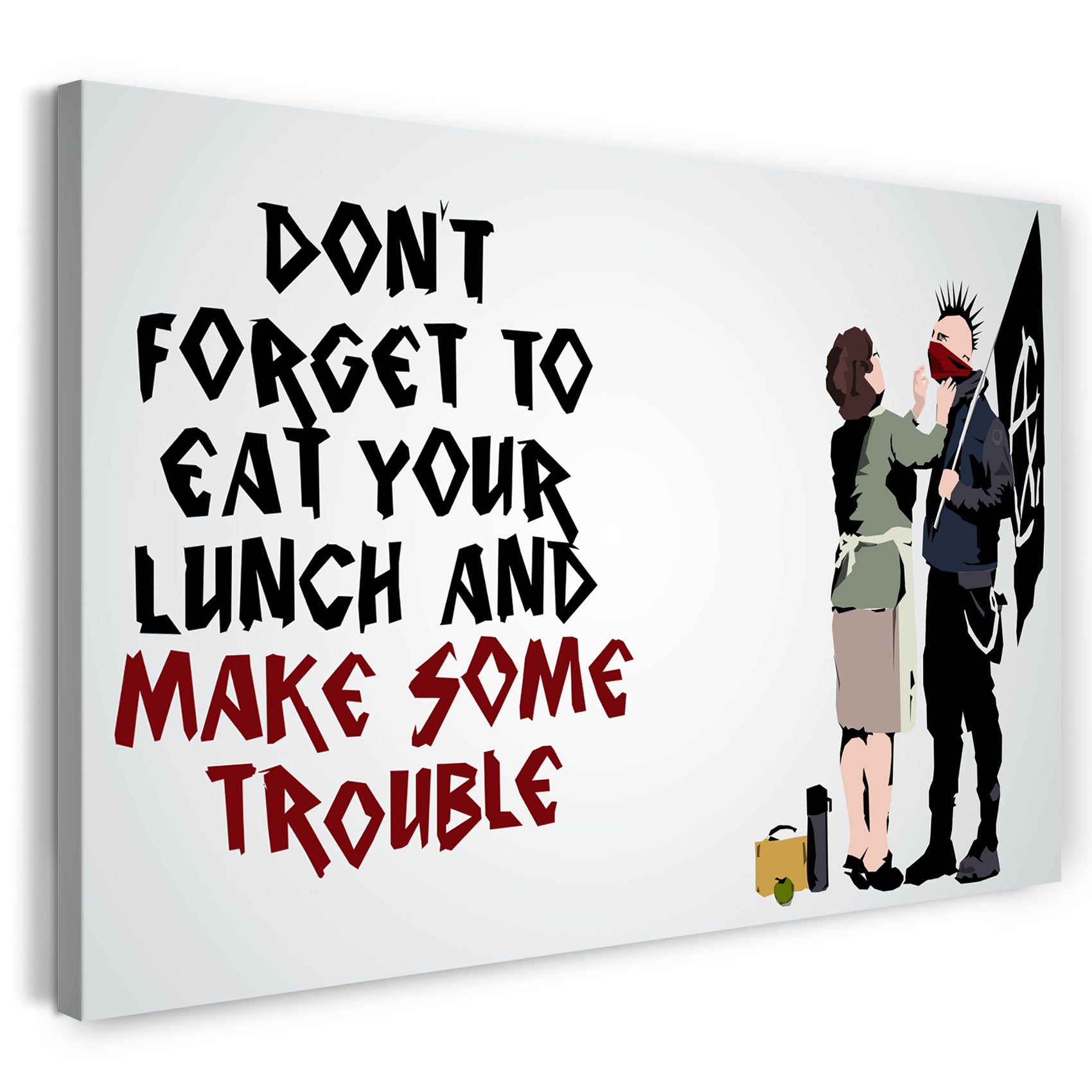 Leinwandbild Banksy - Punk Mutter mother don't forget to eat your lunch Street Art urban cool moderne Kunst stylisch