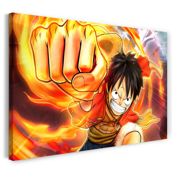 Leinwandbild One Piece Monkey D. Luffy Anime Feuer-Faust Feuer-Ball