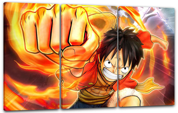 Leinwandbild One Piece Monkey D. Luffy Anime Feuer-Faust Feuer-Ball