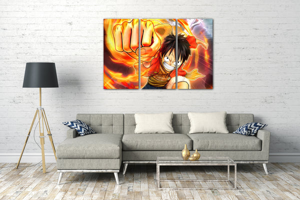 Leinwandbild One Piece Monkey D. Luffy Anime Feuer-Faust Feuer-Ball