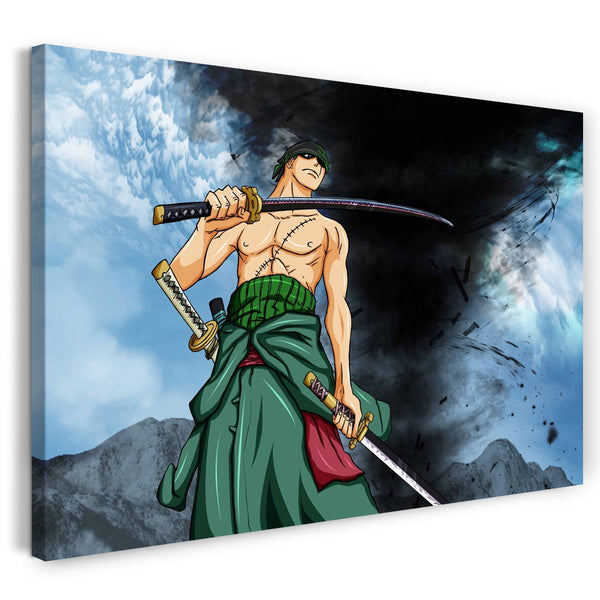 Leinwandbild One Piece Roronoa Zoro mit Samurai-Schwert und Piraten-Kappe