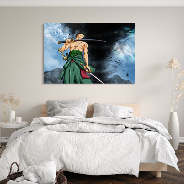 Leinwandbild One Piece Roronoa Zoro mit Samurai-Schwert und Piraten-Kappe