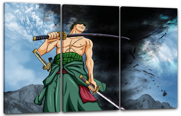 Leinwandbild One Piece Roronoa Zoro mit Samurai-Schwert und Piraten-Kappe