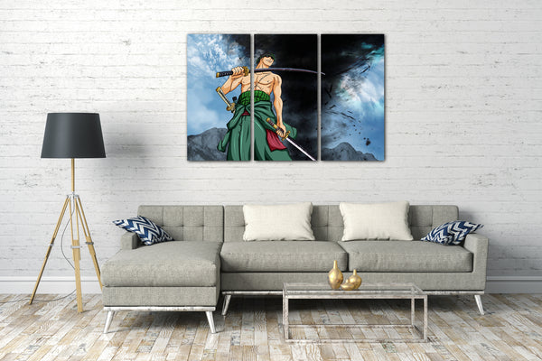 Leinwandbild One Piece Roronoa Zoro mit Samurai-Schwert und Piraten-Kappe