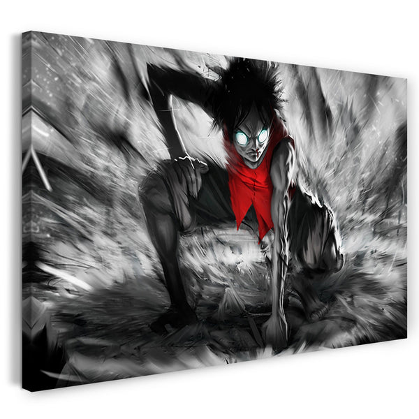 Leinwandbild One Piece Monkey D. Luffy Anime schlägt Faust auf Boden