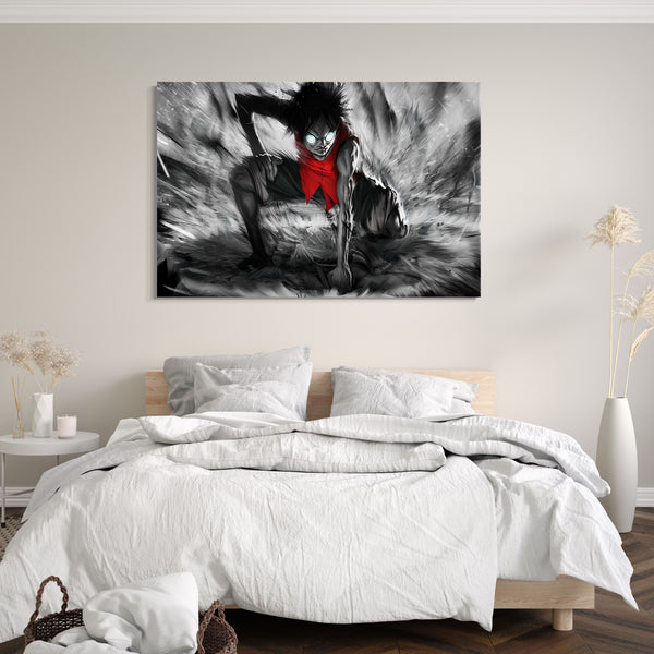 Leinwandbild One Piece Monkey D. Luffy Anime schlägt Faust auf Boden