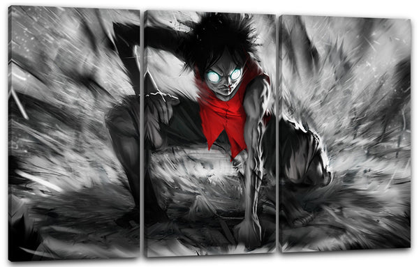 Leinwandbild One Piece Monkey D. Luffy Anime schlägt Faust auf Boden