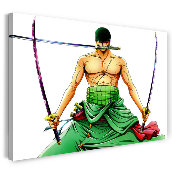 Leinwandbild One Piece Roronoa Zoro cool sitzend mit Samurai-Schwert im Mund