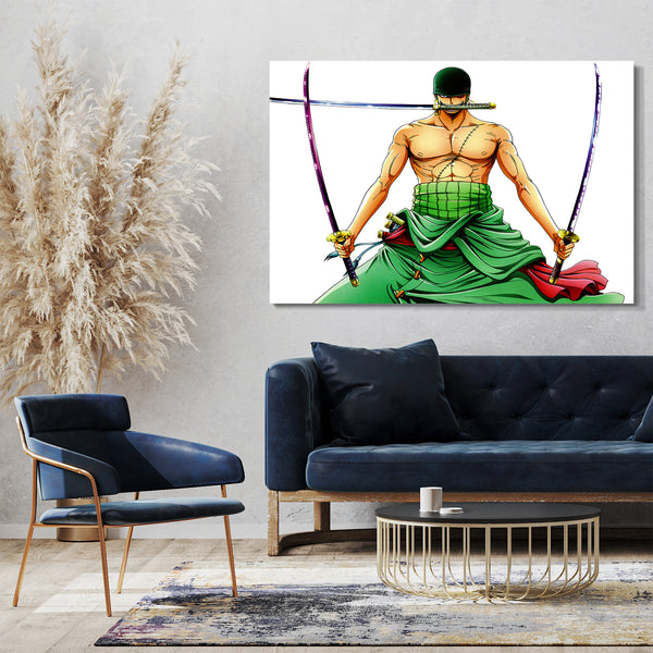 Leinwandbild One Piece Roronoa Zoro cool sitzend mit Samurai-Schwert im Mund