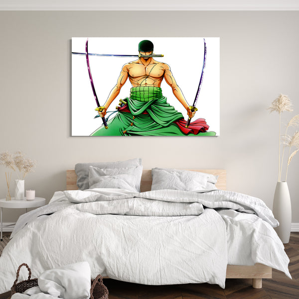Leinwandbild One Piece Roronoa Zoro cool sitzend mit Samurai-Schwert im Mund