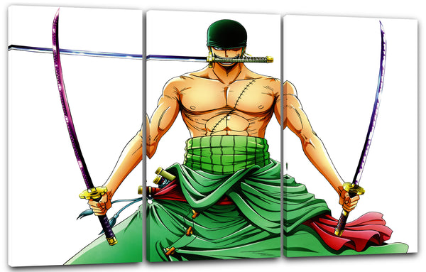 Leinwandbild One Piece Roronoa Zoro cool sitzend mit Samurai-Schwert im Mund