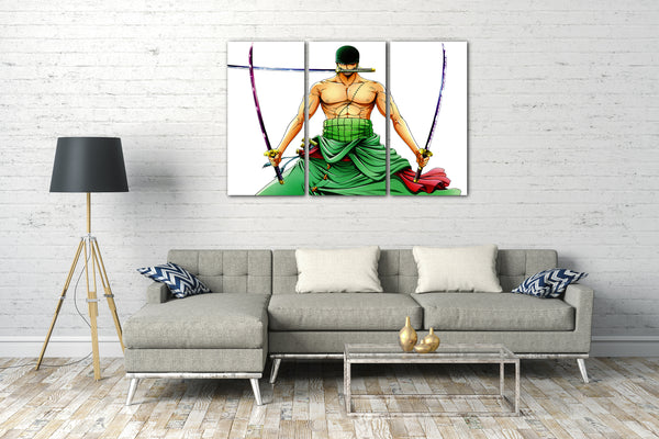 Leinwandbild One Piece Roronoa Zoro cool sitzend mit Samurai-Schwert im Mund