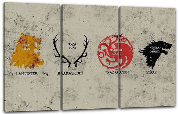 Leinwandbild Game of Thrones 4 Wappen Stark Targaryen Baratheon Lannister