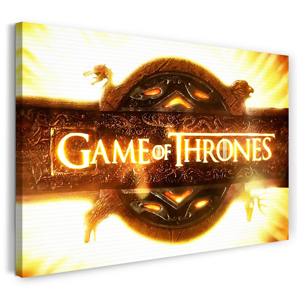 Leinwandbild Game of Thrones Logo Titel-Schrift vor gleißender Sonne Stark