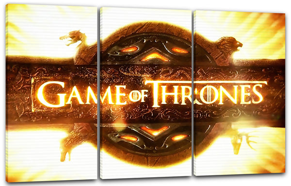 Leinwandbild Game of Thrones Logo Titel-Schrift vor gleißender Sonne Stark