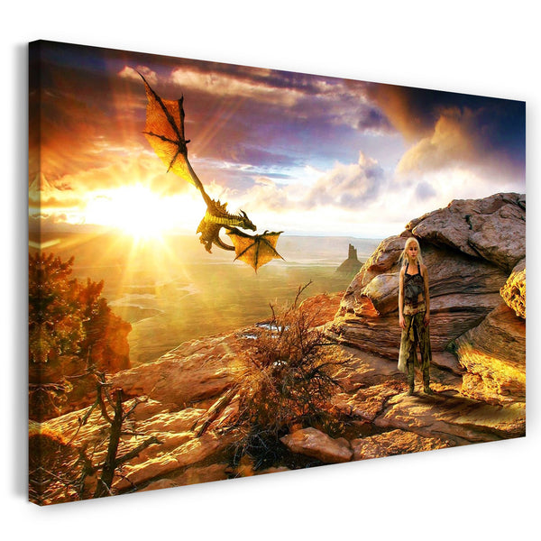 Leinwandbild Game of Thrones Daenerys Targaryen Drache Fantasy-Landschaft