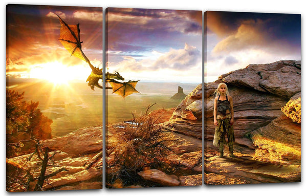 Leinwandbild Game of Thrones Daenerys Targaryen Drache Fantasy-Landschaft
