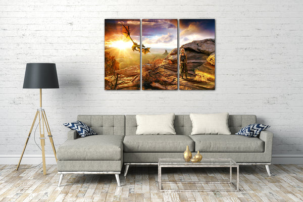 Leinwandbild Game of Thrones Daenerys Targaryen Drache Fantasy-Landschaft