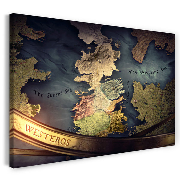 Leinwandbild Game of Thrones Landkarte Westeros Globus Meer
